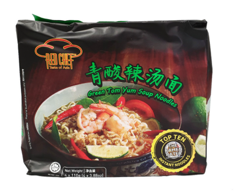 Red Chef Green Tom Yum Soup Noodles 110g x 4 青酸辣汤面