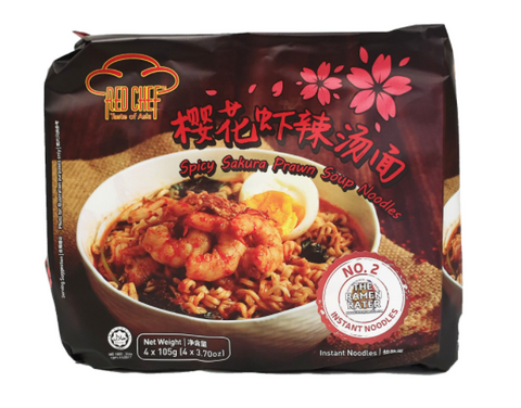 Red Chef Spicy Sakura Prawn Noodles 105g x 4 樱花虾辣汤面